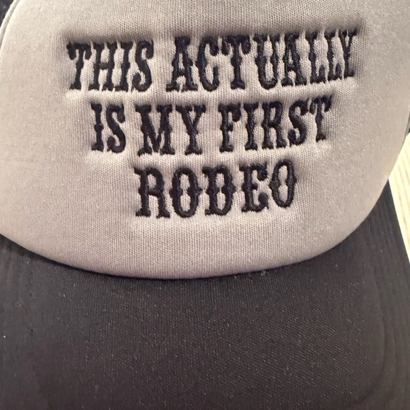 Black and Gray Trucker Hat with Western Embroidery - Picture 5 of 5